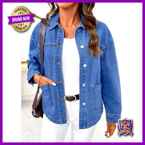 Oversized Denim Jacket Classic Boyfriend Fit Casual Chic Trendy Minimal